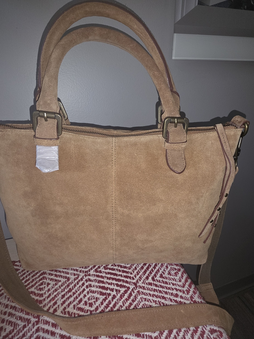 Urban Outfitters Camel Brown Suede Fern Crossbody Shoulder Bag Tote Satchel Bag